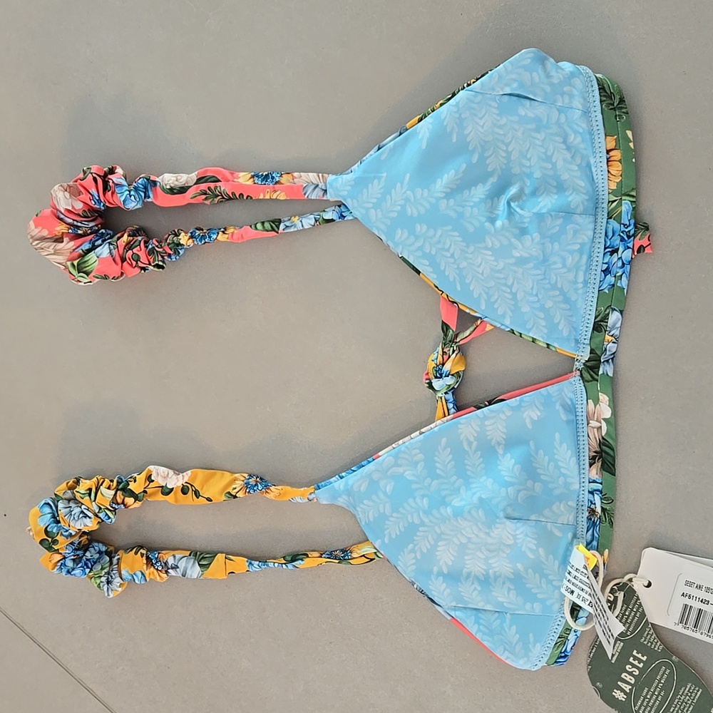 NWT! Agua Bendita Seset Aine Bikini Top With Beaded Trim - Picture 4 of 8